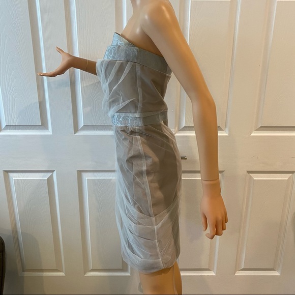 EMPORIO ARMANI SZ 10 STRAPLESS GREY DRESS W TULLE - Picture 2 of 12